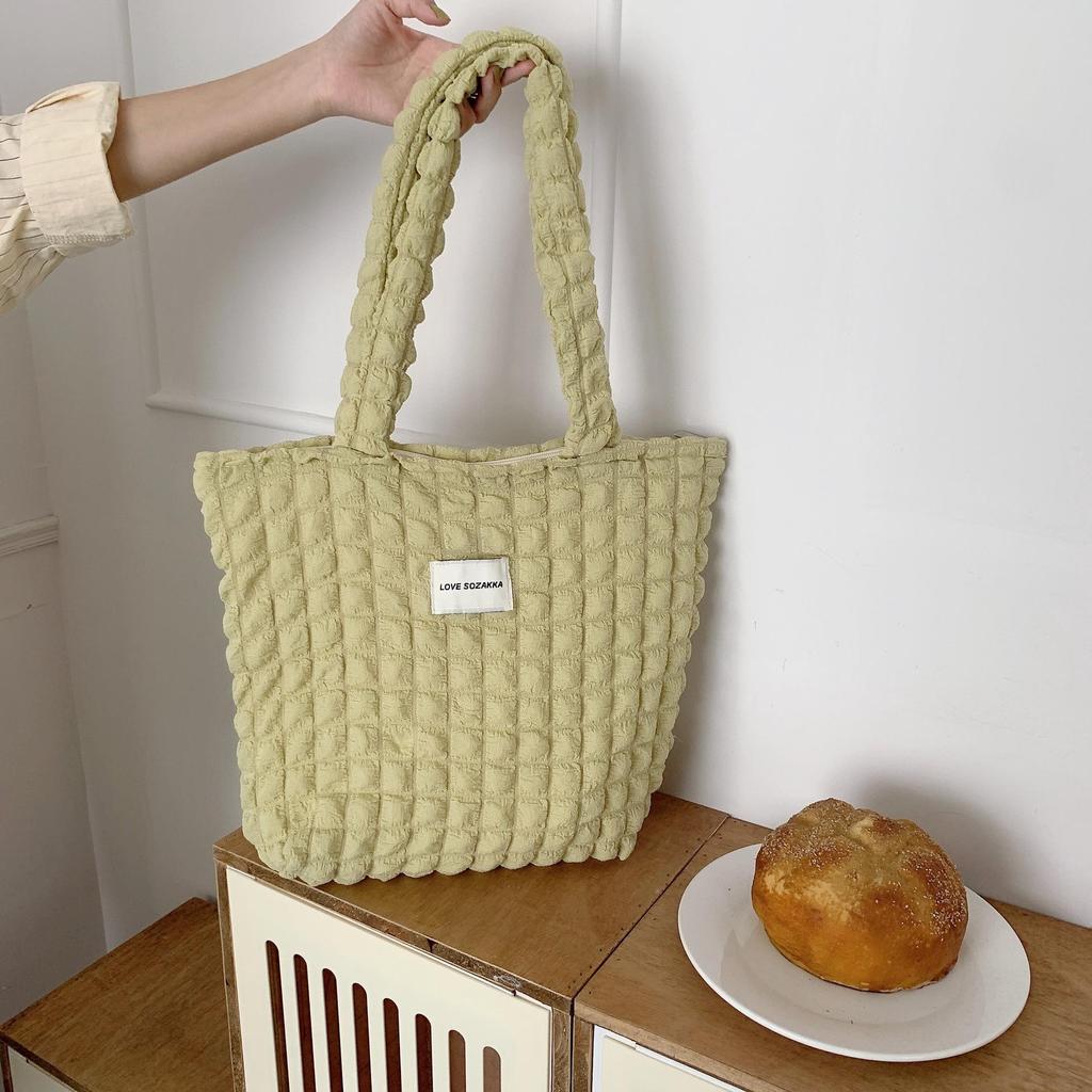 Women Cloud Bubble Flower Shoulder Bag Female Student Simple Handbag Canvas Bag