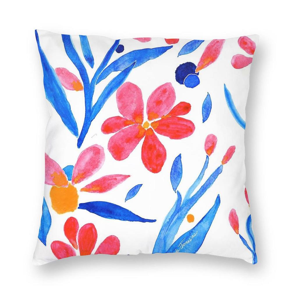 Blooming Bliss Square Pillowcase Polyester Linen Velvet Creative Zip Decor Throw Pillow Case Sofa Cushion Cover