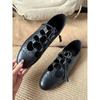 Fashion Classic Fretwork Polka Dot Sheepskin Fringe Lace-Up Woman Flats Solid Hollow Cross-Tied Sewing Mary Janes Zapatos Mujer 35-40