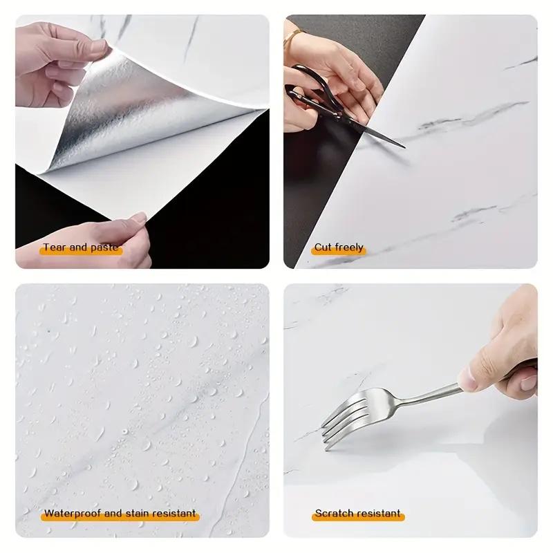 6/10/20Pc Glossy Self-Adhesive Marble Pattern Imitation Tile Wall Sticker Peel And Stick Living Room Kitchen Backsplash Bathroom Quality