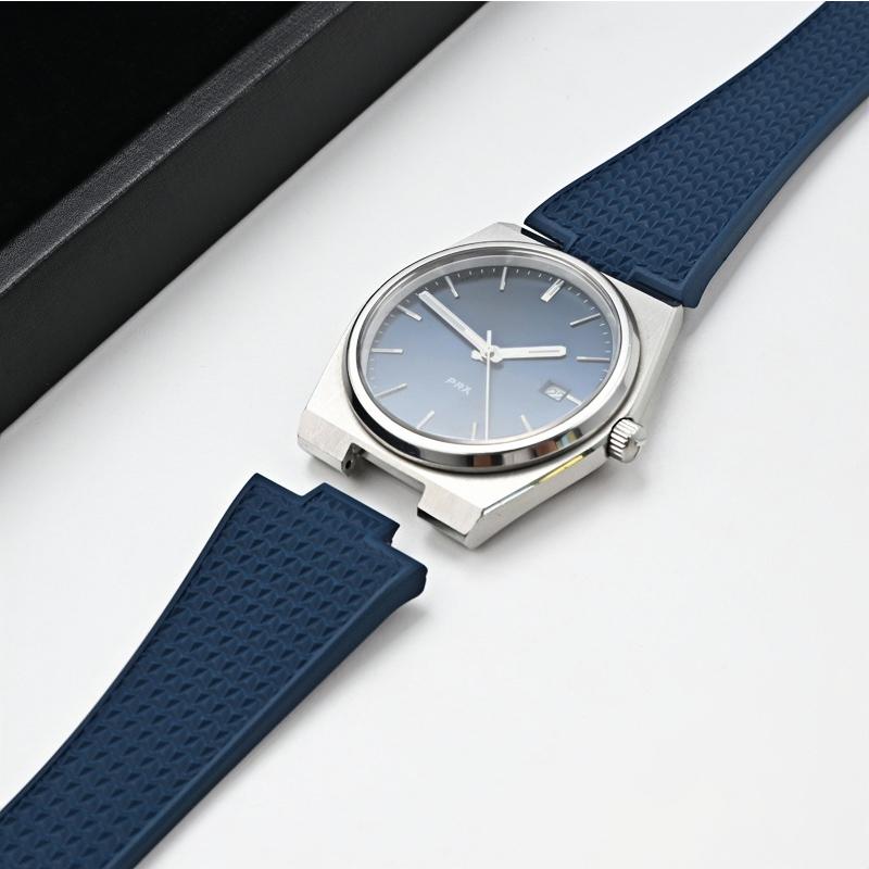 Pro hodinky Tissot PRX T137 FKM 11mm 12mm pánské dámské řemínek na hodinky z fluorokaučuku náramek s rychloupínací skládací sponou řemínek na zápěstí