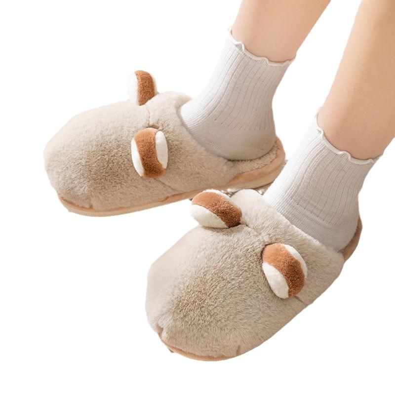 New Style Cotton Shoes for Women's Indoor Thick-soled Anti-slip and Warm Couple Plush Slippers