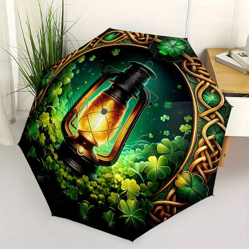 

Irish Luck Lantern: A Celtic Charm for Your Home Decor Umbrella, Cute Umbrella with Cute Design, Portable 3-Fold Compact Umbrella for Men & Women, Val