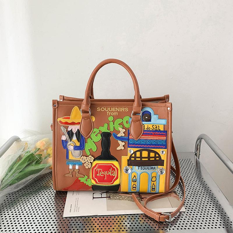 Borsa di Grande Capacità - Borsa a Mano/a Spalla Tote in Stile Vintage - Borsa Monospalla di Nicchia