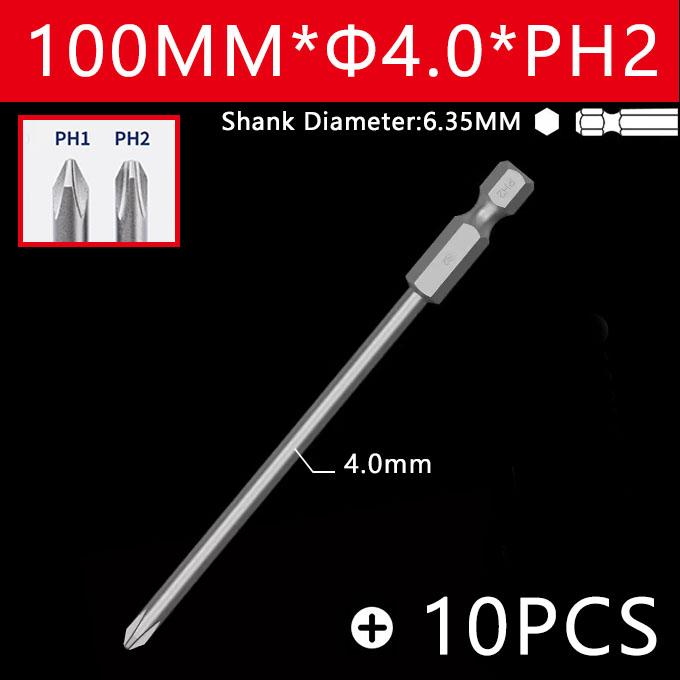 10pcs 100mm Cross Screwdriver Bits Set Alloy Steel Electric Screwdriver 1/4 Inch Hex Screw Driver Bits Hand Tools PH1 PH2