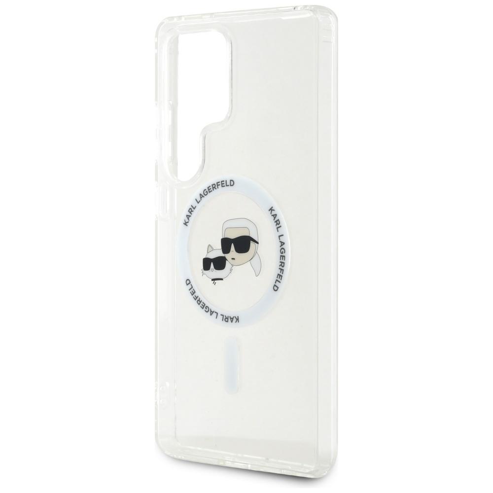 Etui Karl Lagerfeld Button Karl &        Choupette Heads Printed Logo Magsafe Do Samsung Galaxy S25 Ultra Biały