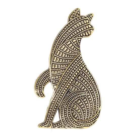Brooch Pin Cat Shape Retro Style Distressed Badge Wear-Resistant Rust-Proof Suit Lapel Badge Clothing Decoration