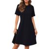 Women's Fashionable Casual  Hollowed-out Lace Short-sleeved Round Neck Pleated Dress