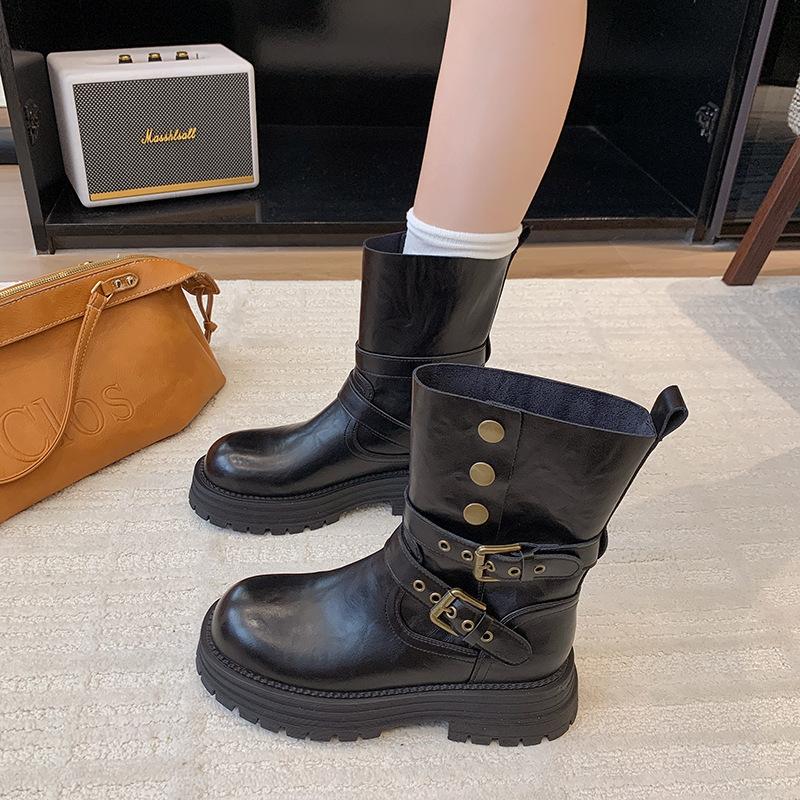 

Ботинки Мартин женские новые осенние ретро женские туфли майярдово-коричневые ботинки на толстой подошве черные короткие ботинки 40 чёрный