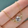 New Elegant Shiny 8mm 2CT Moissanite Necklace Vine Plant V-Neck Collarbone Chain Leaf Pendant Necklace for Women Gift