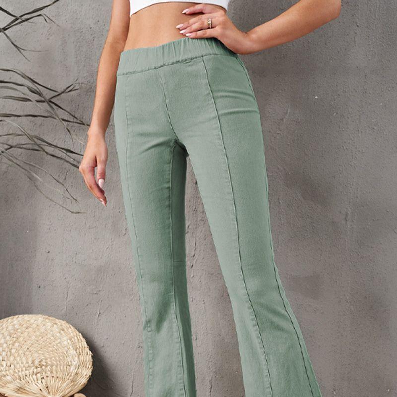 

Clothing All-Matching Jeans New Arrival Fashion European and American Style High Waist High Elastic Women s Denim Wide-Leg Pants Bootcut Trousers Green UK14