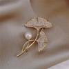 Hot Selling Ginkgo Leaf Brooch For Women Luxury Design Zircon Brooches Dresse Accessory Fine Jewelry Wholesale Women's Gifts
