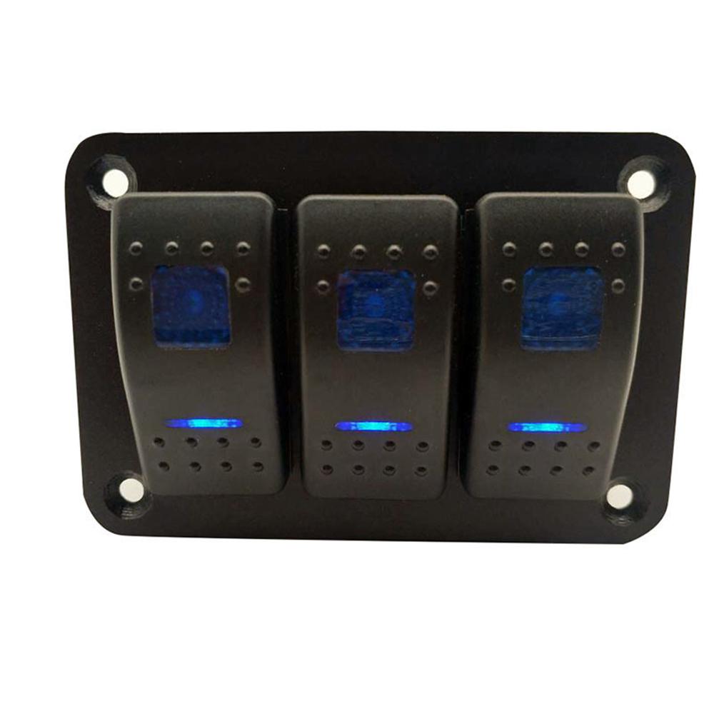 3-Gang Toggle Rocker Switch Panel for Car/Boat/Marine/RV