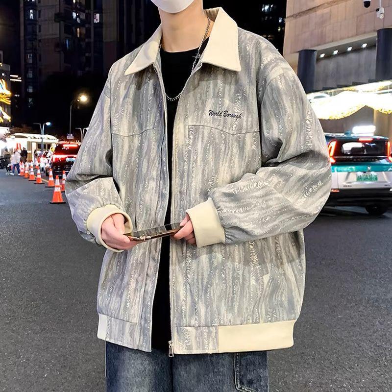 

Men s Tie-dye Spring/Autumn Executive Jacket: Trendy Pique Casual Top for Teens L (110-130 jin)