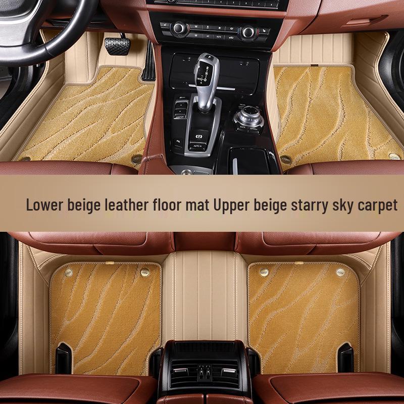 Genuine Leather Full Surround Car Floor Mats for 22 Volkswagen Models: Magotan, Tiguan L, Teramont X, and Passat