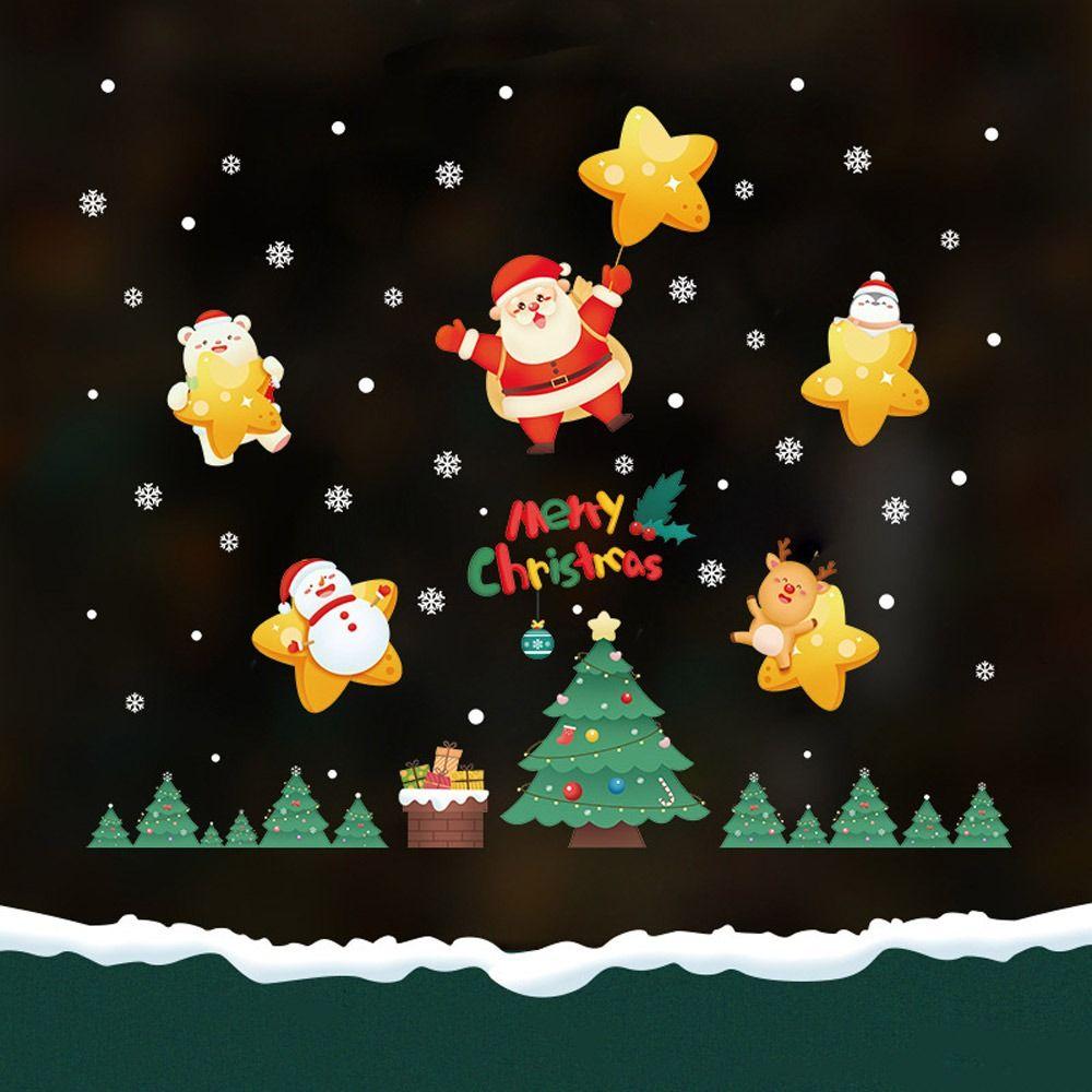 New Year Xmas Wall Sticker Snowflake Santa Claus Elk Glass Decal Gift Window Sticker  Home Decor