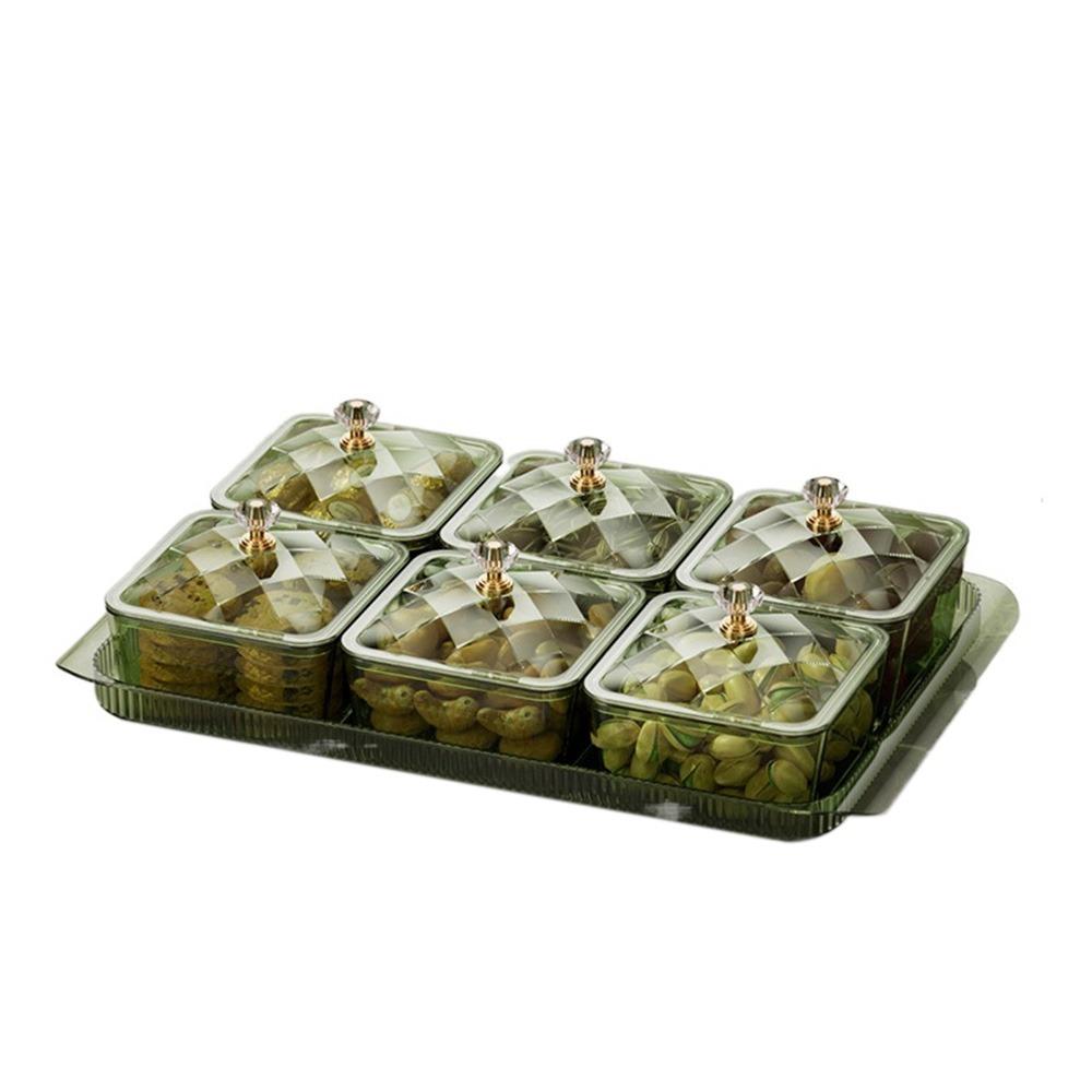 Dustproof Fruit Plate Partition Platter 2/4/6 Grids Snack Dessert Tray  Living Room