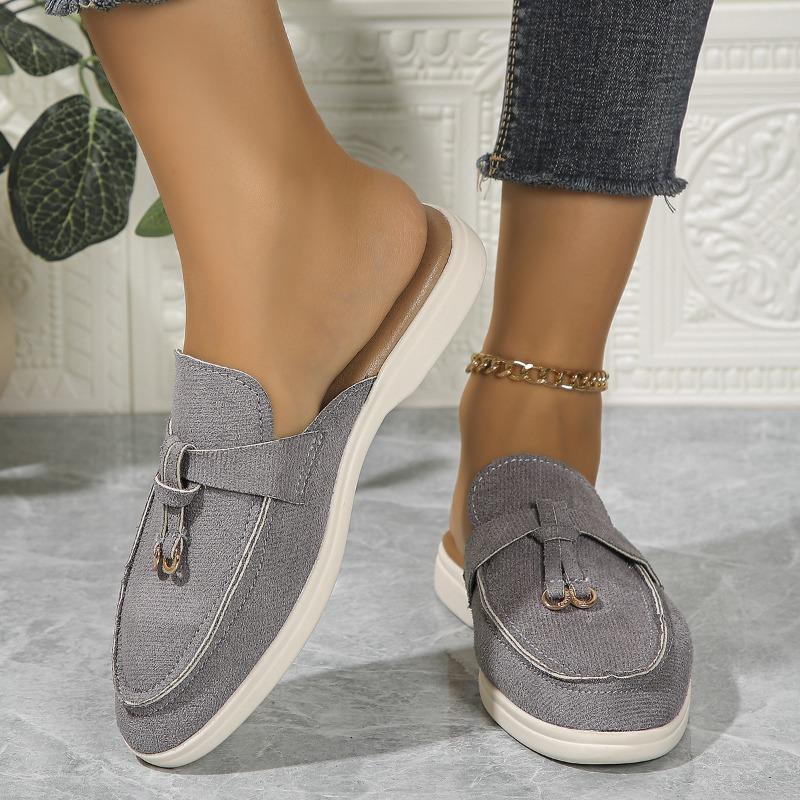 Jarní Nové Dámské Boty Mules s Uzavřenou Špičkou a Páskem přes Patu, Ležérní Nazouvací Outdoorová Obuv