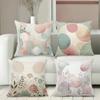 Floral Patterned Cushions Pastel Color Geometric Decor Polyester Pillowcase, Sofa Decorative Cushion Cov Headboard Pillow