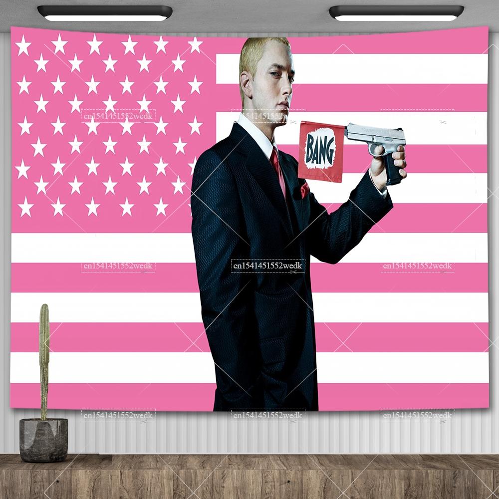 Amerikanischer Rap-Gott Hip-Hop-Musikflagge Eminem Wandteppiche Wandbehang Meme-Wandteppich Kunst Ästhetische Raumdekoration Schlafzimmer-Wandbehänge