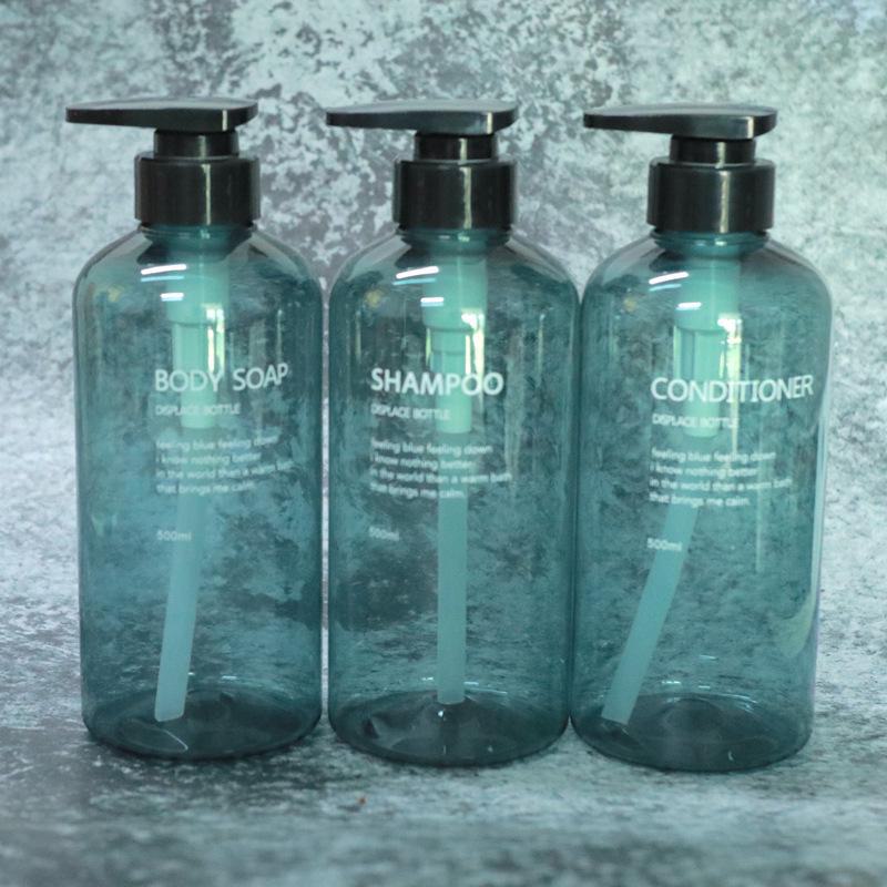 500ml Thick Wall Shampoo and Shower Gel Bottle Set with Round Shoulders