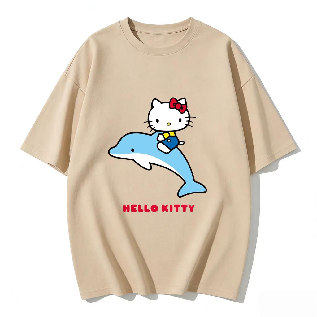 2026 new Summer HelloKitty Cute Graphic Tee Casual Short Sleeve Cotton Top for Women Girls Kawaii Cartoon Print Streetwear