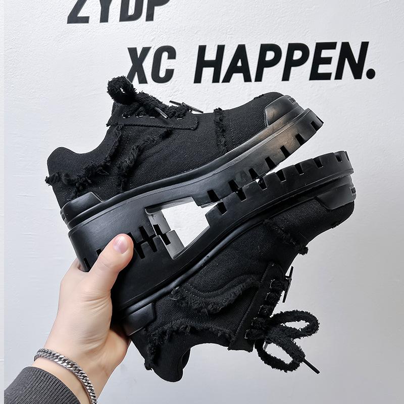 Herrenschuhe 2024 Herbst Trend Board Schuhe weiche Sohle atmungsaktiv schwarz britische Herren Freizeitsport Lederschuhe 78666-A