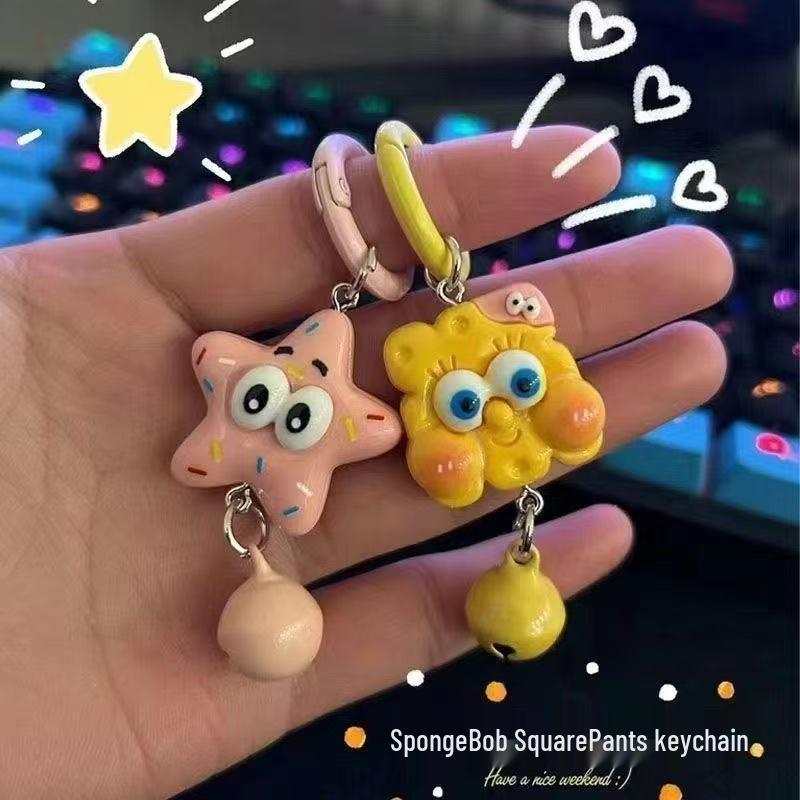 Patrick Star Baby Keychain - Cute Cartoon Backpack Accessory for Friends, Couples, and Girls.