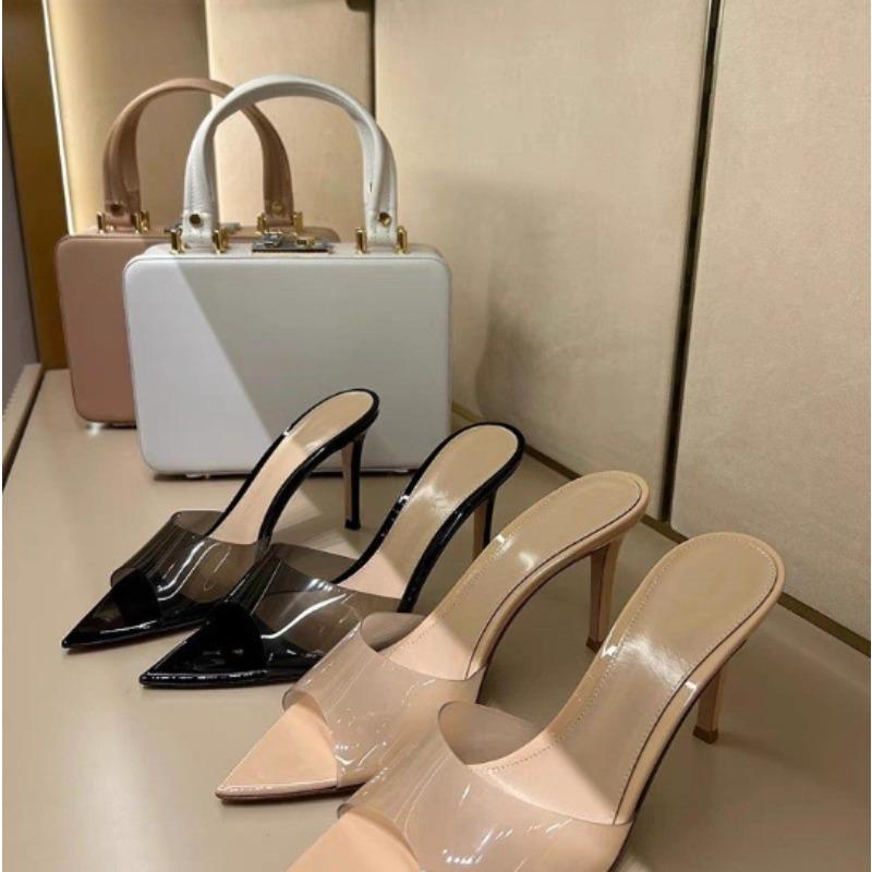 Fashion New Style Summer Women's High-heeled Sandals Transparent High-heeled Slippers Stiletto Pointed Toe Slip-on High-heeled Sandals