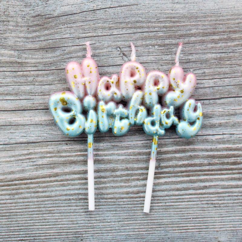 

New Galaxy Starry Sky Gradient Pink and Blue Letter Personalized Candle Valentine s Day Party Atmosphere Love Candle New gradual change letter Two average mixed