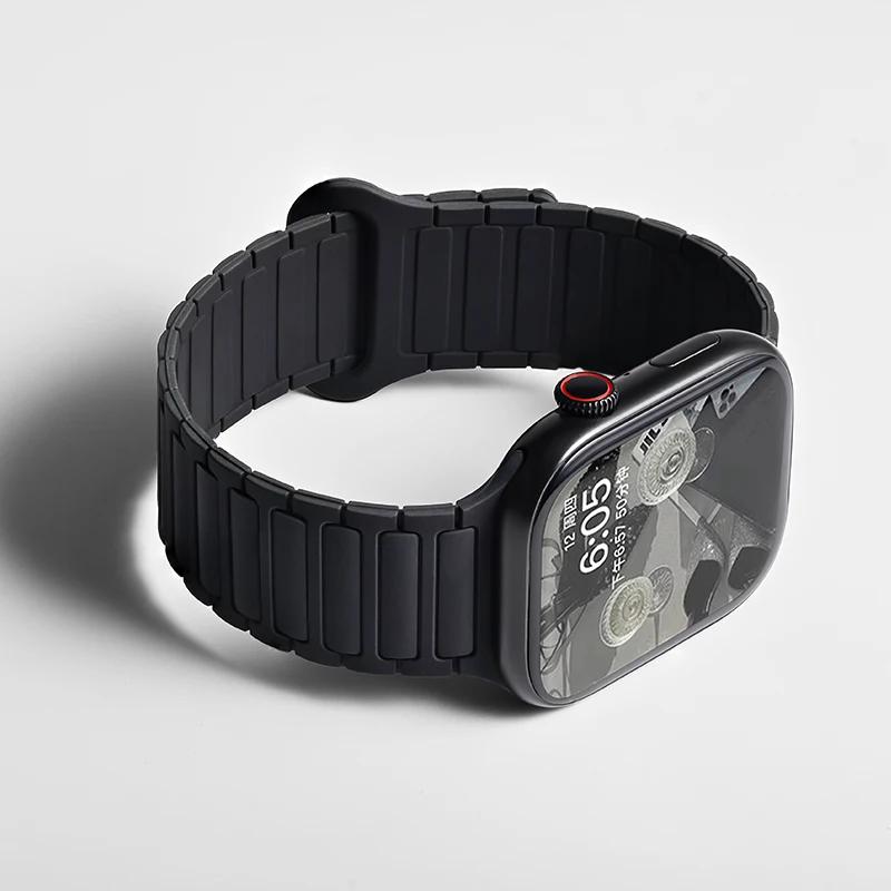 Silicone Strap for Apple Watch Ultra 2 49mm 42mm 45mm 41mm 44mm 40mm Magnetic Band for iWatch Series 10 46mm 9 8 7 6 SE 5 4 3