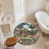 Flower Building,Round Area Rug,Carpet Rug for Living Room Bedroom Sofa Playroom Decor,Non-slip Floor Mat