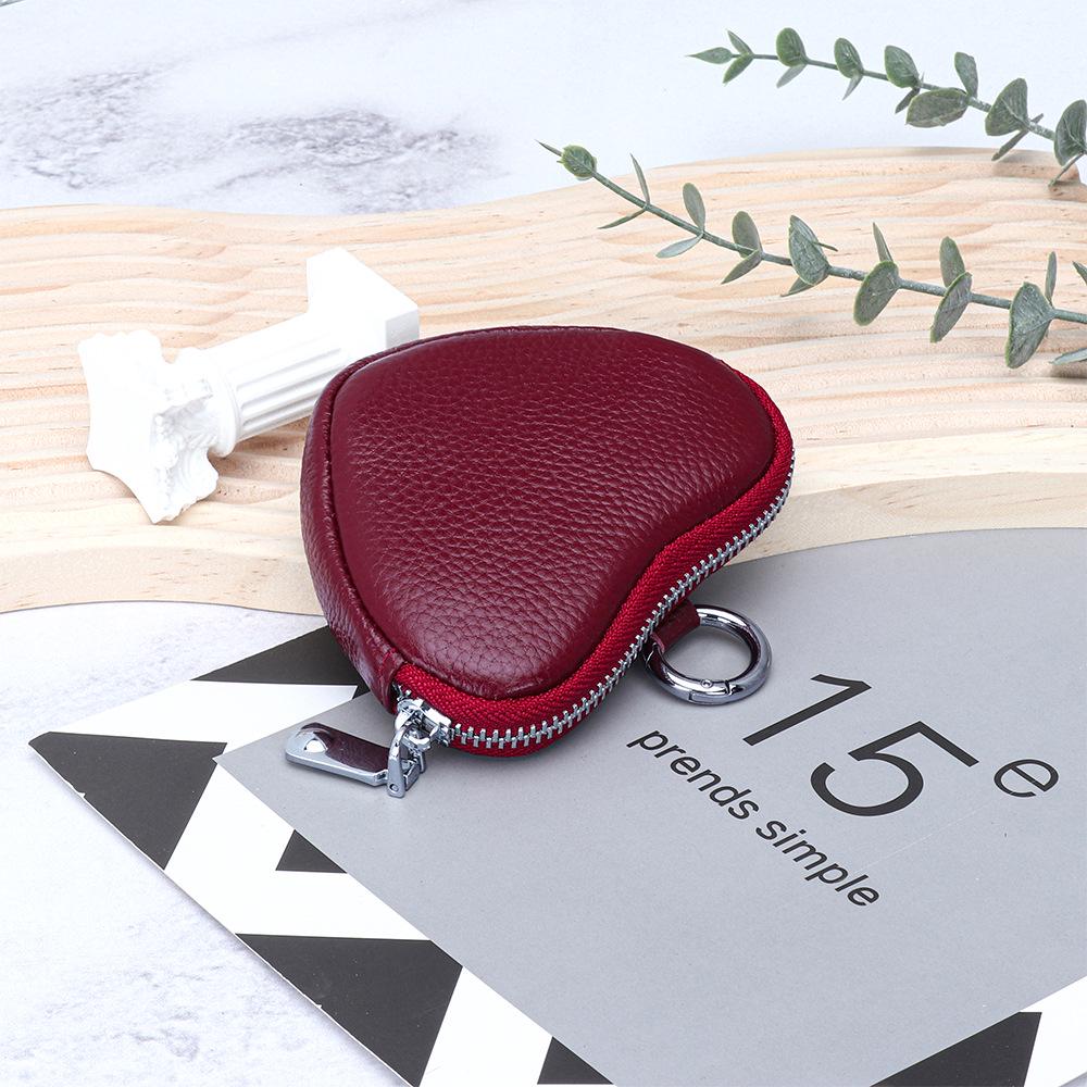 Mini Genuine Leather Coin Purse for Ladies - Top Layer Cowhide Storage Pouch with Zipper and Pendant