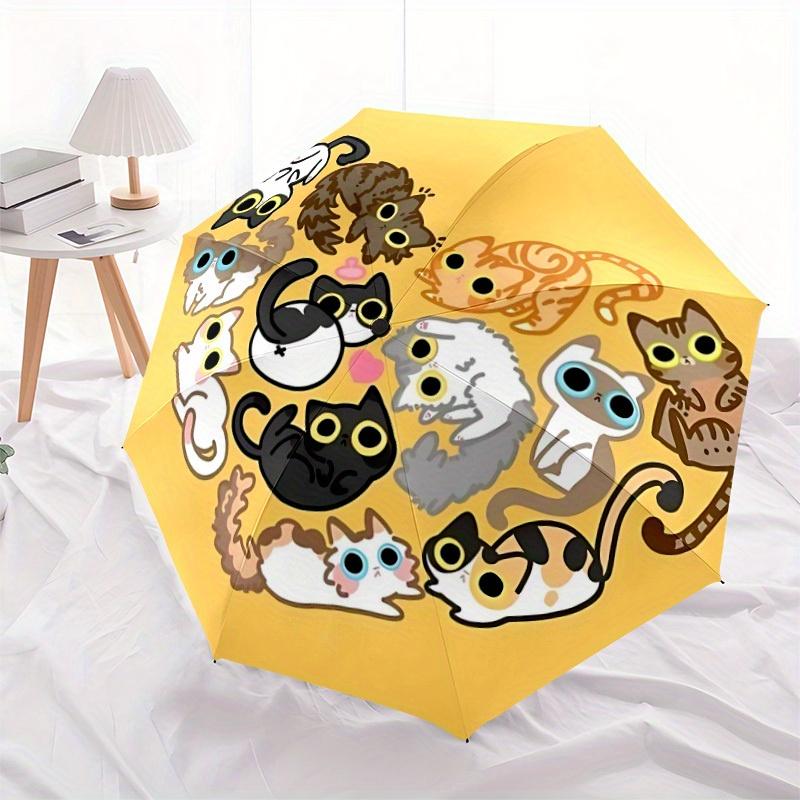 1pc Cute CatsAutomatic Open/close, All-Season Portable Folding Umbrella for Friends, Travel, Everyday, Events - Compact Parasol, Outdoor Acc