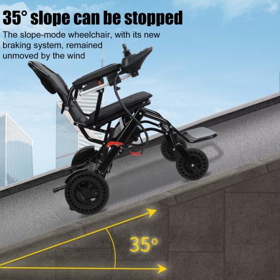 Adults Electric Wheelchair with Large Footrest, Lightweight Foldable Motorized Wheelchair, 12-Mile Range 500W