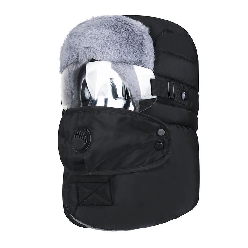 Fleece-Lined Lei Feng Winter Hat with Integrated Scarf and Windproof Face Mask