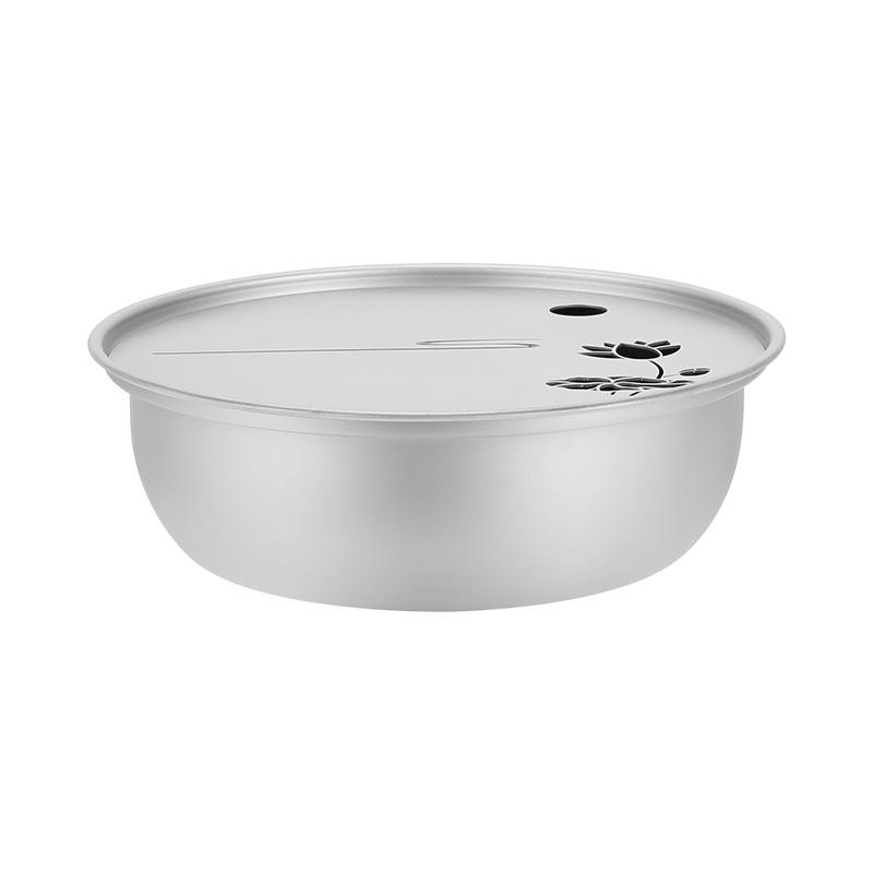 Pure Titanium Tea Tray: Mountain & Water Design, Large Capacity, Chaoshan Gongfu Tea Set, Round Base, Healthy Tea Ceremony Table.