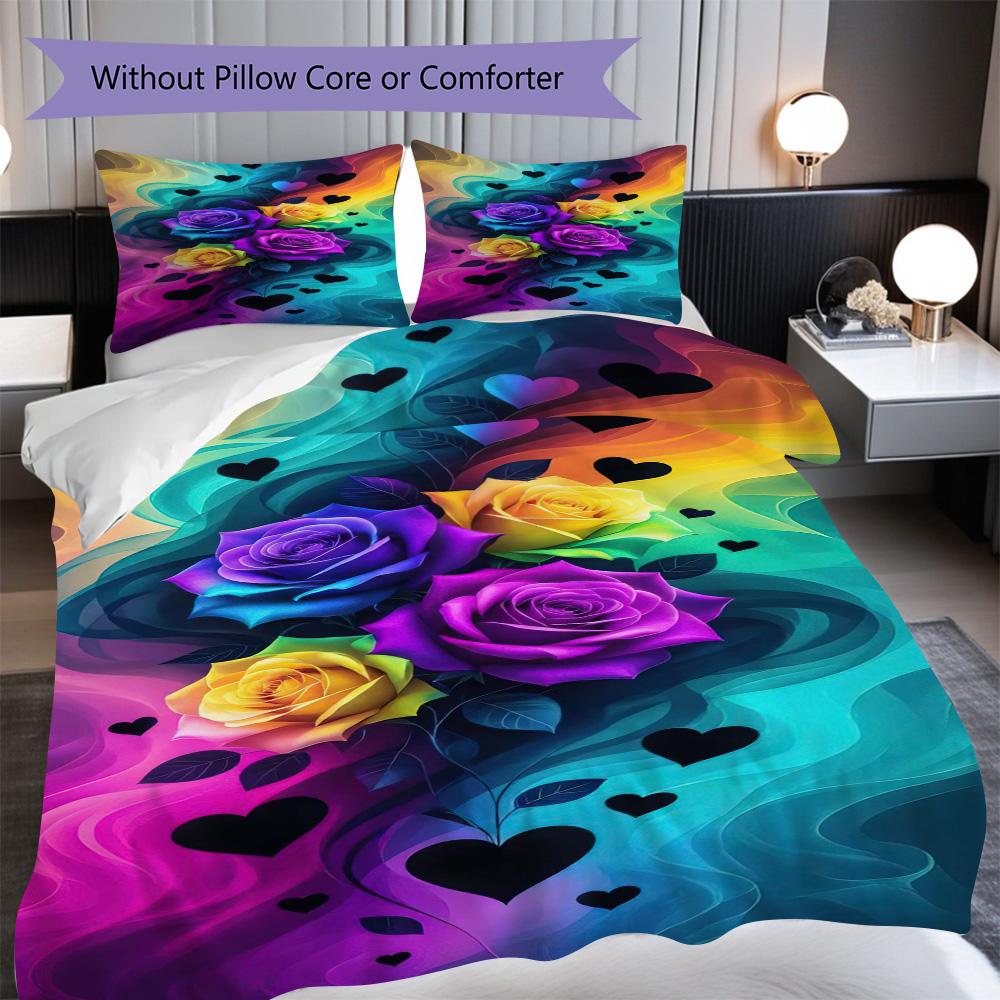 

1PC Rose pattern Bedding Quilt Set Quilt Cover Pillowcase Home Decoration Birthday Gift (1 * duvet cover + 16 * pillowcase, without core) 135x200cm