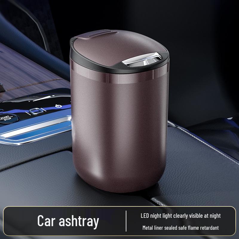 High-End Metal Car Ashtray with Lid: Anti-Drop Ornament for Car Interior