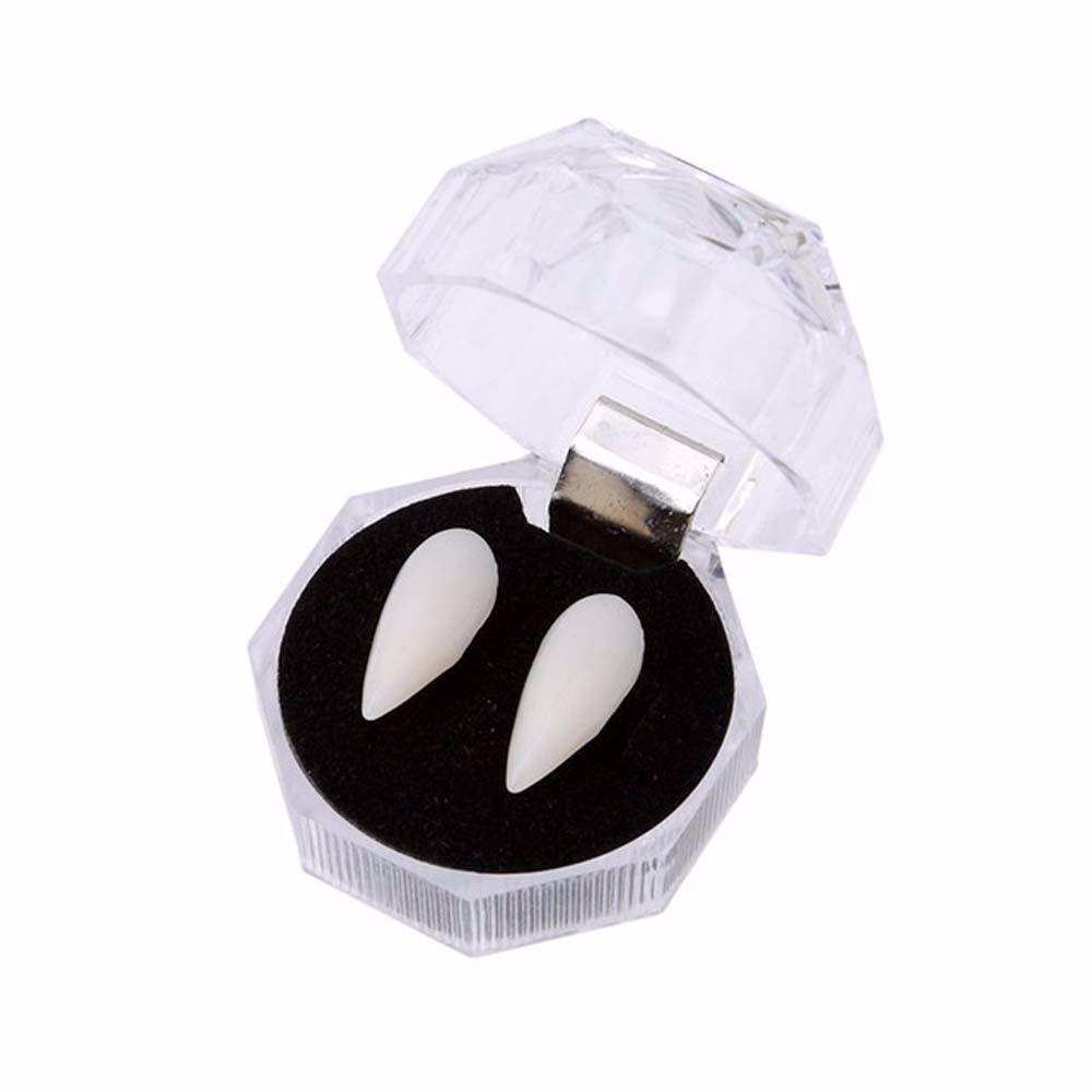 Teeth Props Devil Fangs Dentures Teeth Fangs Toys 2pcs Teeth Safe Resin Fangs Halloween Fangs 19mm