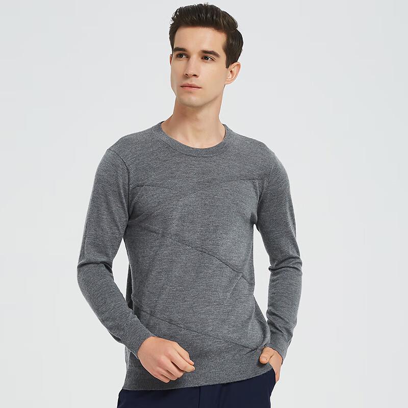 Hengyuanxiang Men's Pure Cashmere Round Neck Thin Sweater