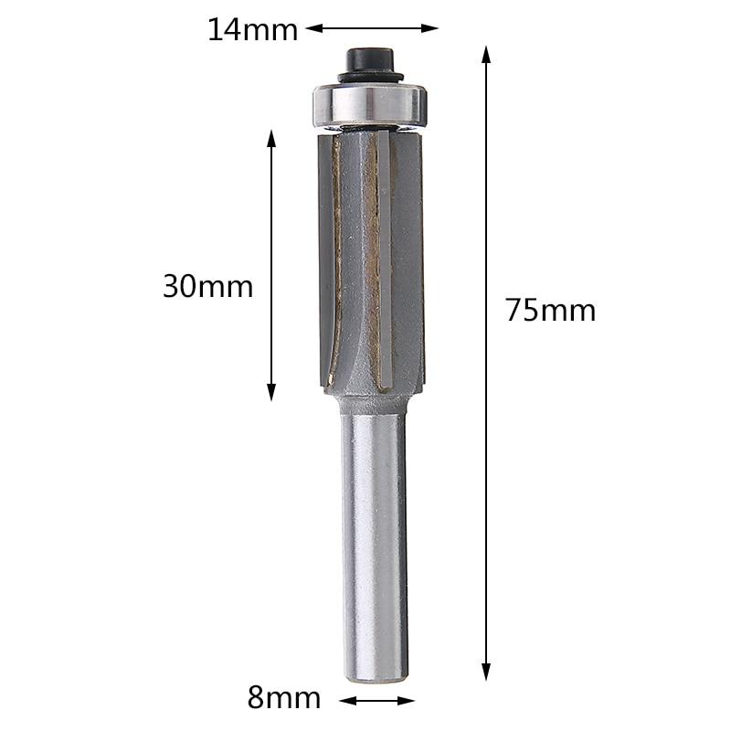 1PC 8mm Shank 4 Teeth Extra Long Flush Trim Router Bit Bearing Woodworking Milling Cutter