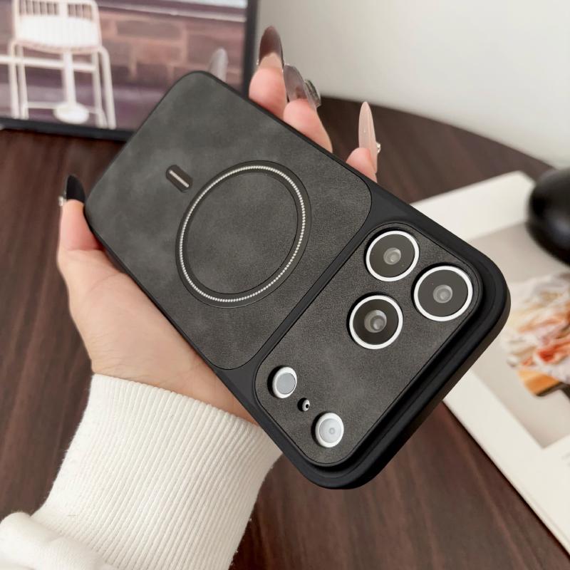 For MagSafe Magnetic Wireless Charging Soft TPU+Artificial Leather Phone Case For iPhone 17 Pro Max 15 13 14 16 Pro Max Cover