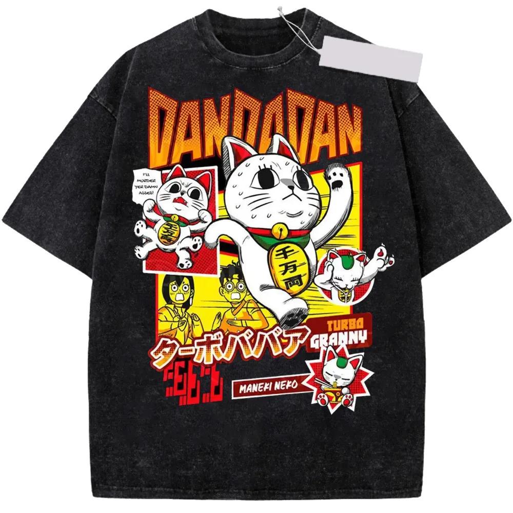 Washed Tee Momo Ayase Dandadan Evil Eye Anime Wash Men Women Oversized Y2k T-shirt Streetwear Casual Cotton Loose Female9