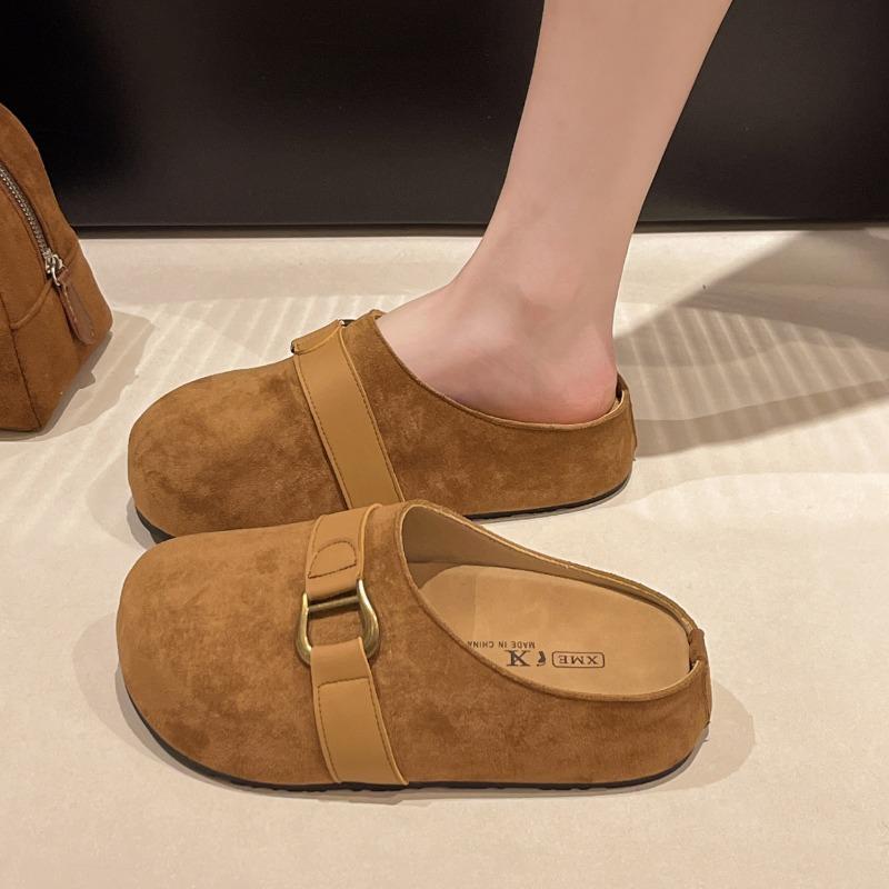 Fashion 2025 Thicken Soled Platform Slides Ladies Flats Sandals Comfy Slip On Cork Slippers Woman Flock Pantuflas Cover Toe Mules Shoes