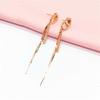 Pure Purple Gold Small Fresh Long Fringed Pig Nose Rose Gold Plated Women'S Colored Gold Earrings