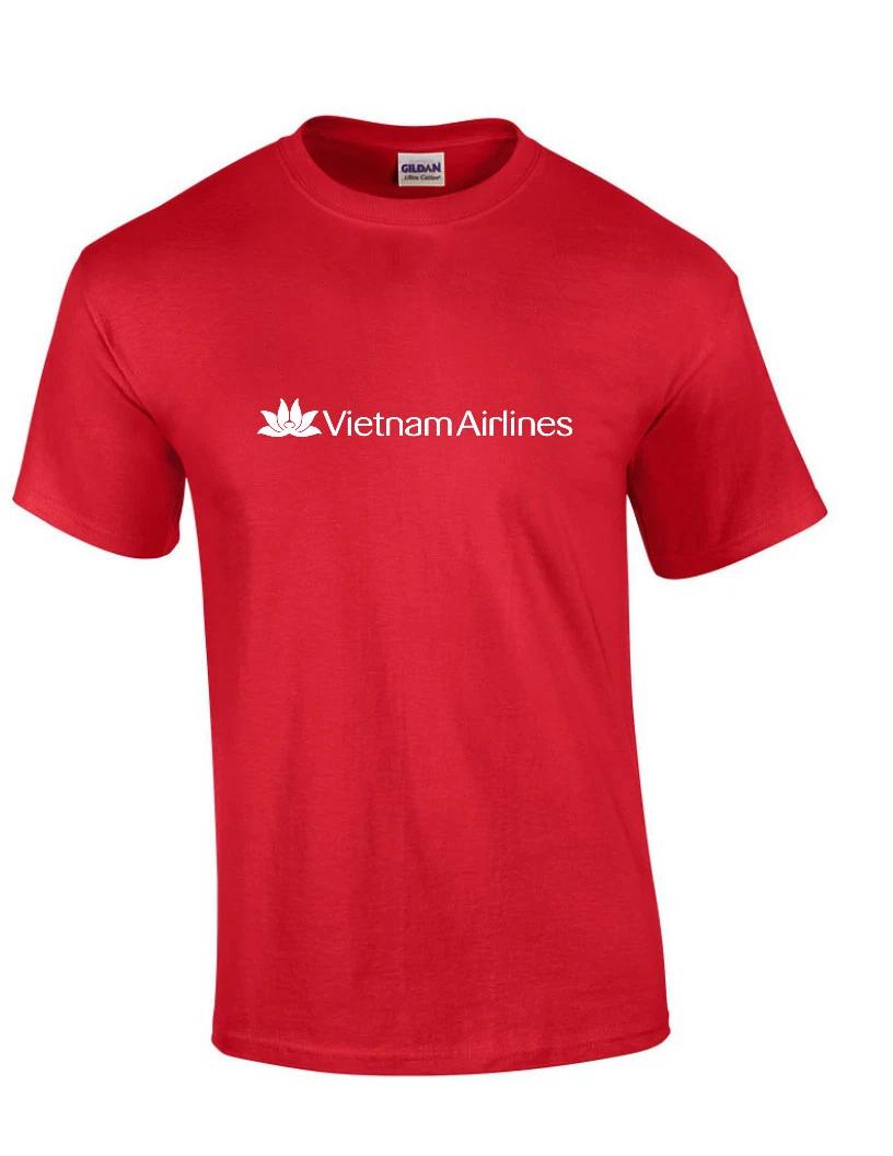Vietnam Airlines White Logo Vietnamese Airline Red Cotton Short Sleeve T-Shirt 4XL