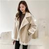 Winter new fashion loose fur integrated suede jacket women's short lamb wool motorcycle jacket