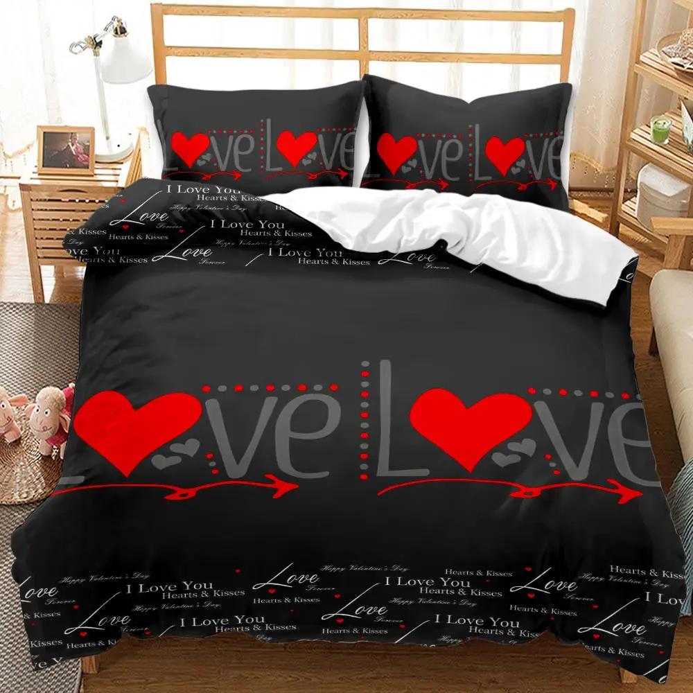 Red Lip Duvet Cover Set Red Lip Lipstick Sexy Adult Couple Comforter Cover Valentine's Day Gift for Lover Polyester Qulit Cover