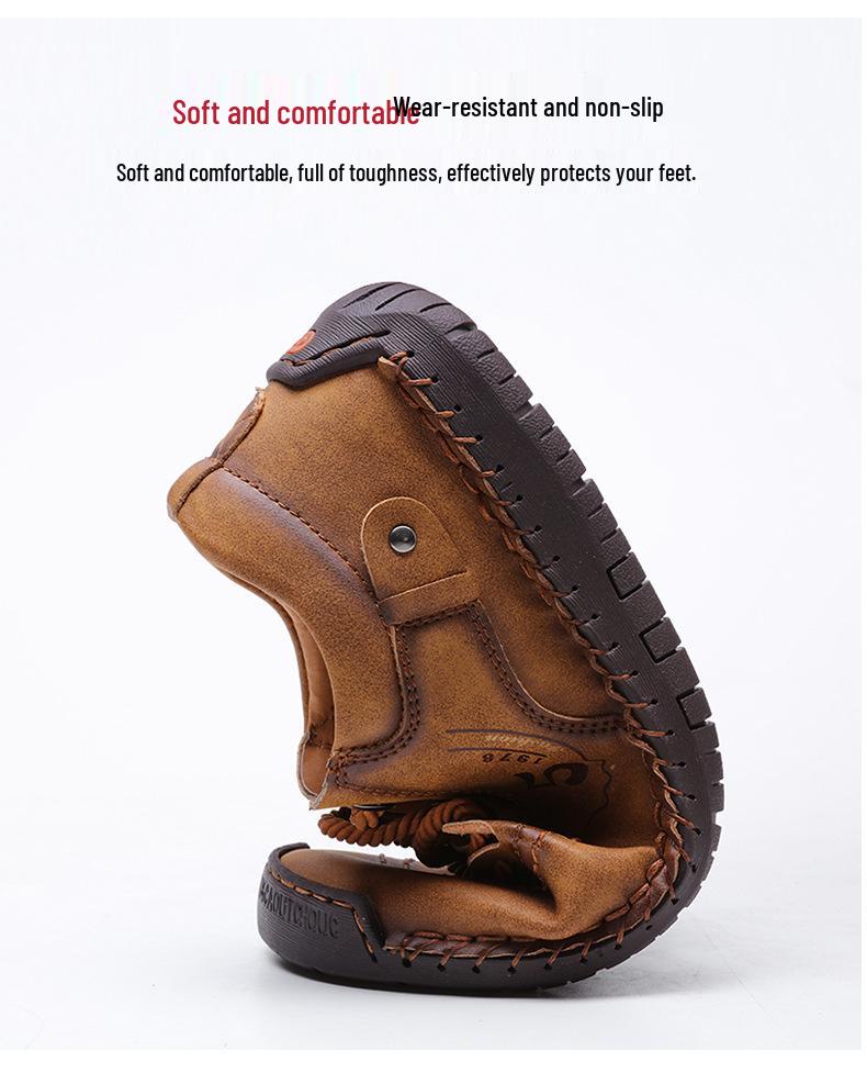 Men's Casual Leather Shoes: Large Sizes 45-48, Youthful Korean Style for Summer, Spring, and Autumn.